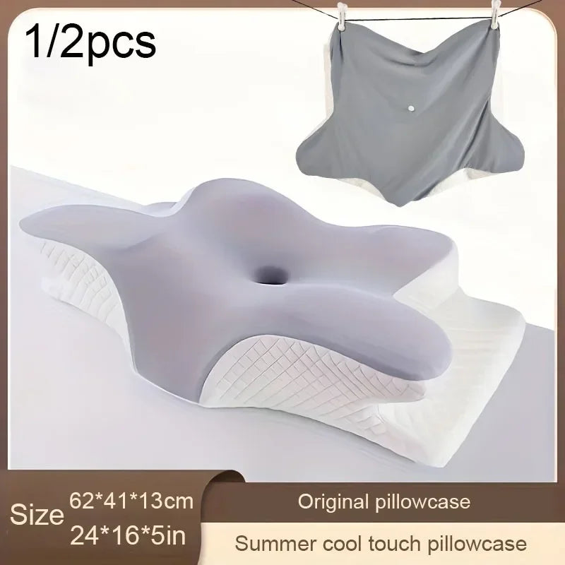 HTMCKButterfly Memory Foam Pillowcase Only, Tencel Smooth Pillow Cover, Anti-Wrinkle Skin-Friendly Pillow Protector with Zipper