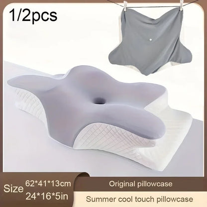 HTMCKButterfly Memory Foam Pillowcase Only, Tencel Smooth Pillow Cover, Anti-Wrinkle Skin-Friendly Pillow Protector with Zipper